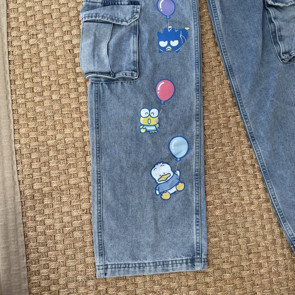 Hello Kitty By Sanrio Balloon Denim Cargo Pants Size 3 *Missing Belt* - Picture 3 of 14